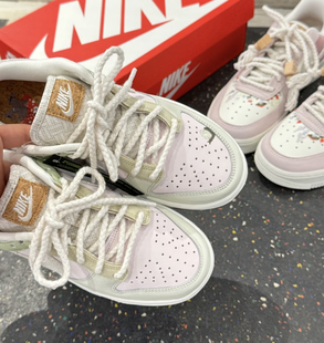 low蘑菇低幫板鞋 5mm米色麻繩鞋 帶適配nike dunk 繩 圓形男女棉麻鞋