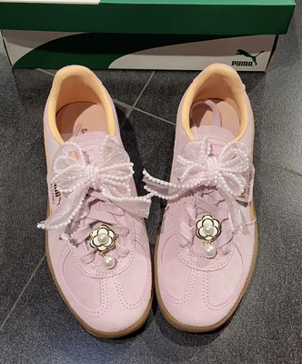 山茶花珍珠鞋带扣蝴蝶结鞋花适配puma德训鞋芭蕾风鞋带diy配饰品