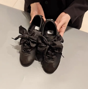 运动德训鞋5cm宽绸缎鞋带蕾丝风diy蝴蝶气质皱褶纱飘带鬼冢虎鞋绳