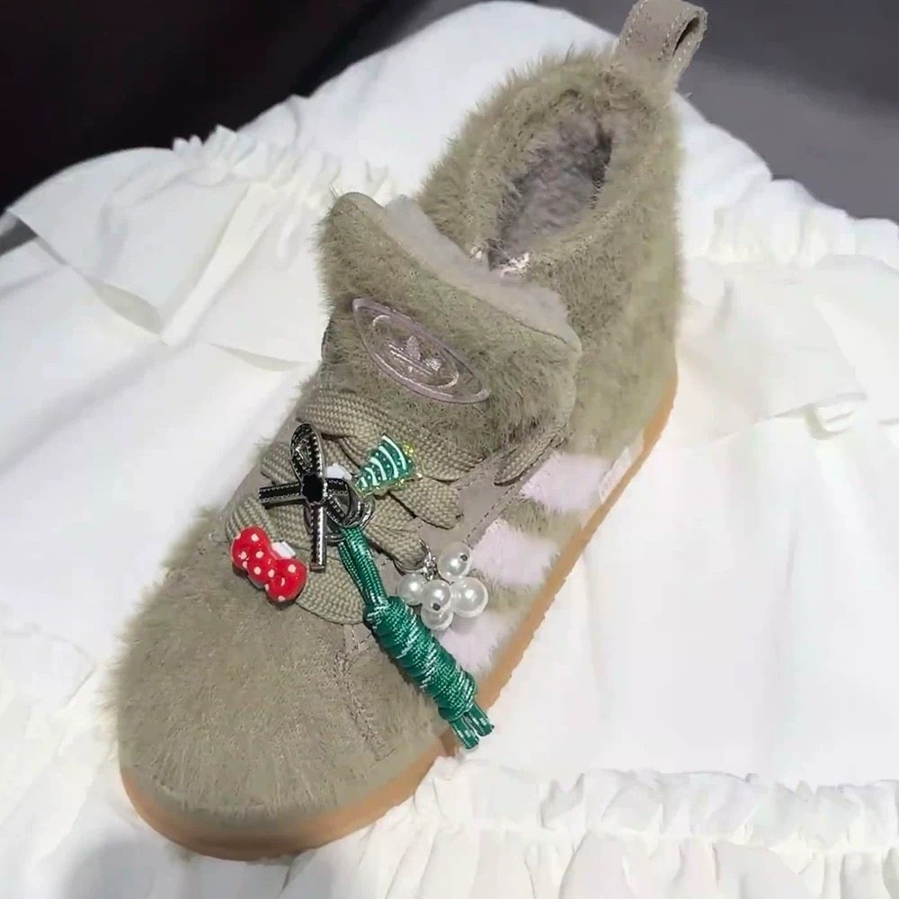 适用于三叶草campus雪地靴花朵鞋带扣韩版蝴蝶结配饰复古芭蕾鞋花