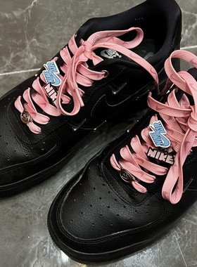适配Nike Air Force 1 Low WMNS黑武士 af1 空军一号粉色logo鞋带