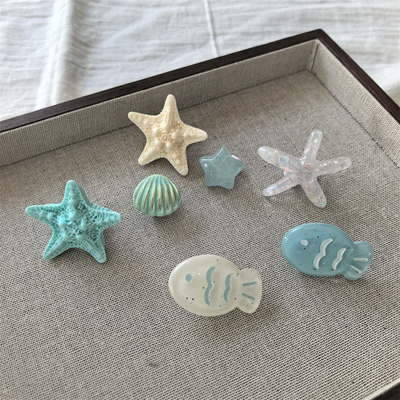 韩版德训鞋海星鞋带扣高级感芭蕾风纱带海洋风小鱼贝壳鞋花装饰品