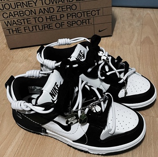 适配Nike Dunk Low Disrupt 2黑白熊猫ow联名白色圆形鞋带af1配饰