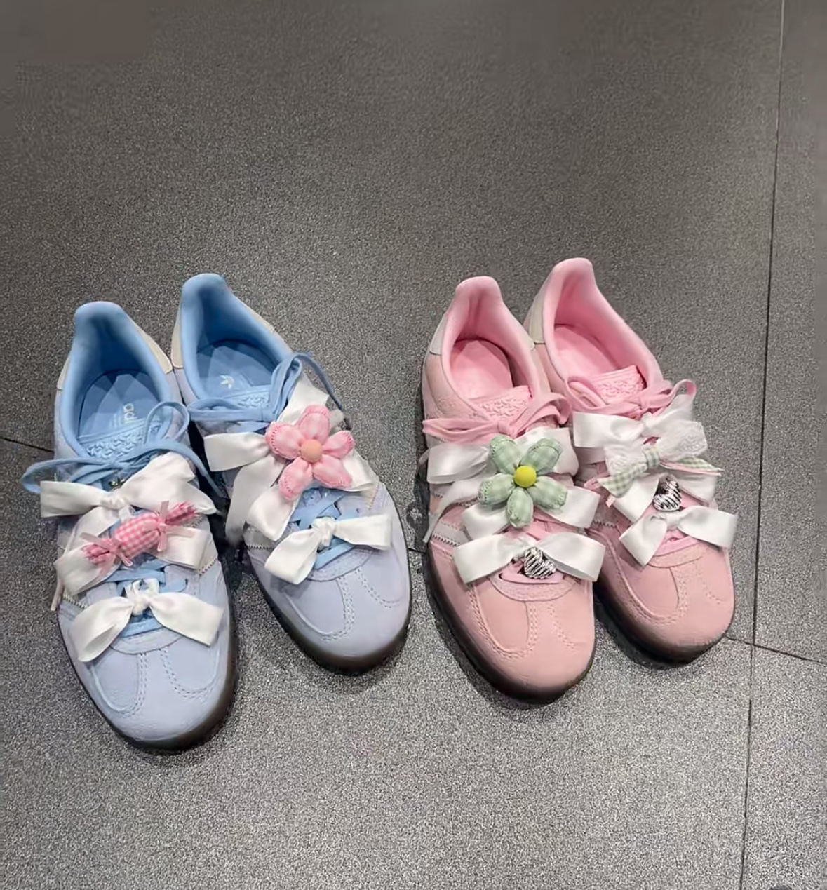 糖果花朵蝴蝶结爱心配饰适配阿迪spezial德训鞋粉色蓝色板鞋鞋扣