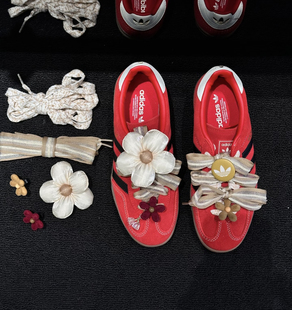 适配阿迪samba红德训鞋圣诞花朵鞋花鞋带新年配饰马年套装鞋扣diy