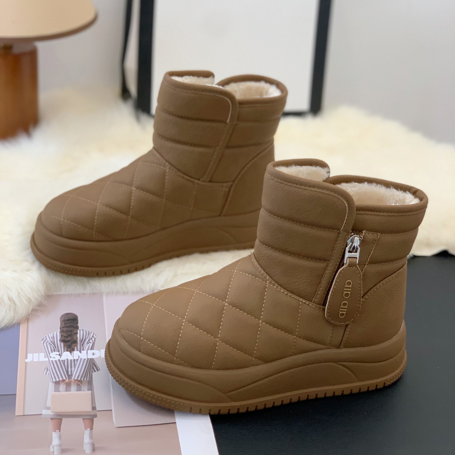 休闲保暖防寒侧拉链厚底雪地靴女