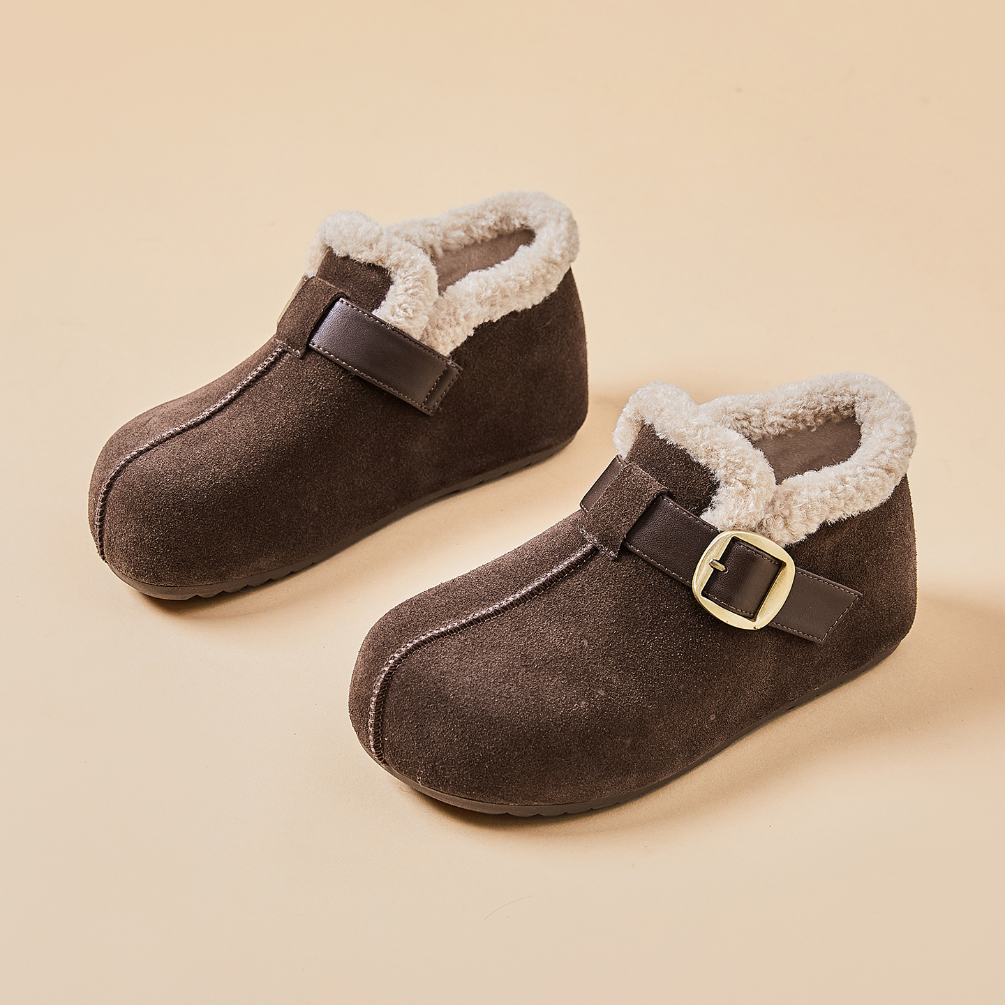 厚底全包内增高加绒保暖毛毛鞋女