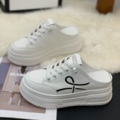 韩版 松紧带厚底增高6cm软弹舒适半拖 新款 超火包头板鞋 女2026春季