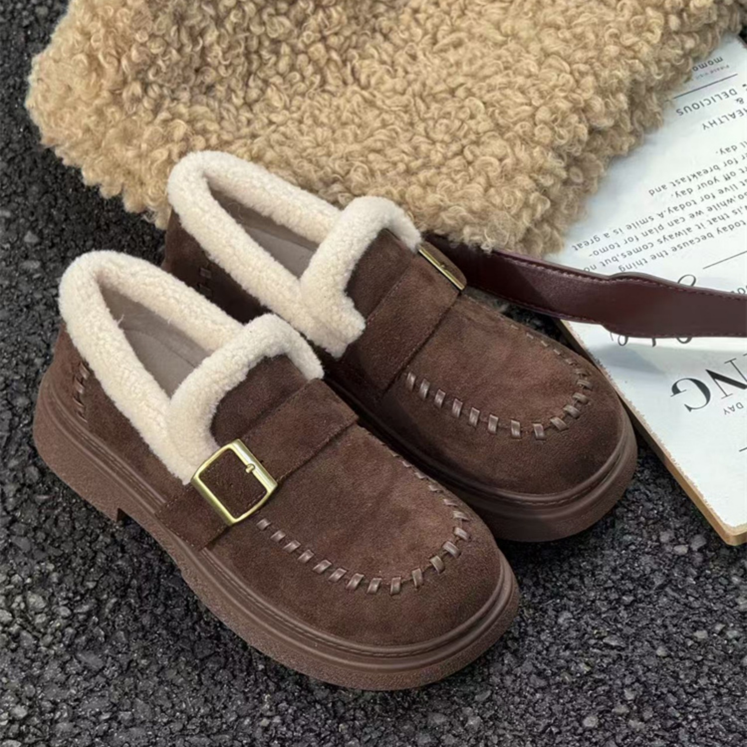 爆款勃肯棉鞋保暖毛毛鞋通勤百搭