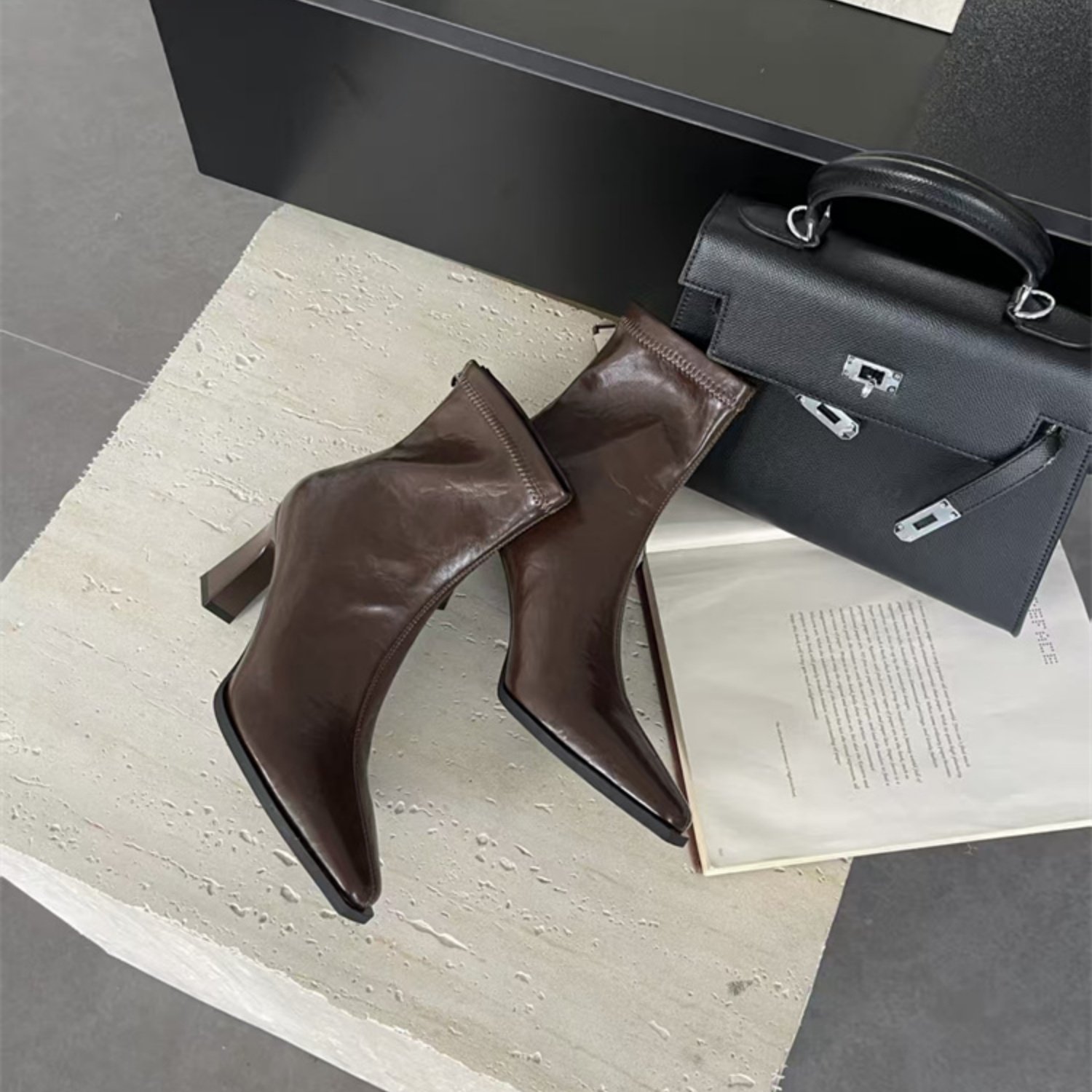 法式尖头细跟复古显瘦百搭时装靴2025秋冬新款潮酷甜美舒适瘦瘦靴,女鞋,时装靴,淘宝优惠券,粉丝福利购,淘宝优惠卷