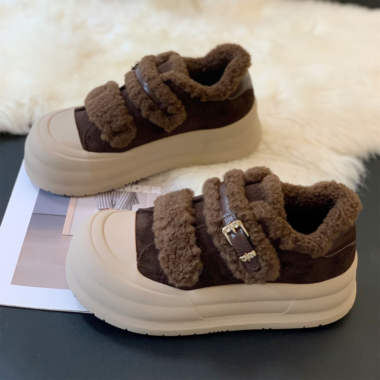 美拉德复古磨砂加绒保暖雪地靴女