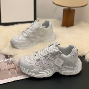 韩式厚底网面透气女老爹鞋春款
