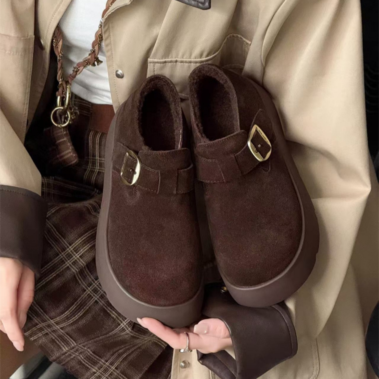 复古绒面加绒保暖防寒保暖勃肯鞋