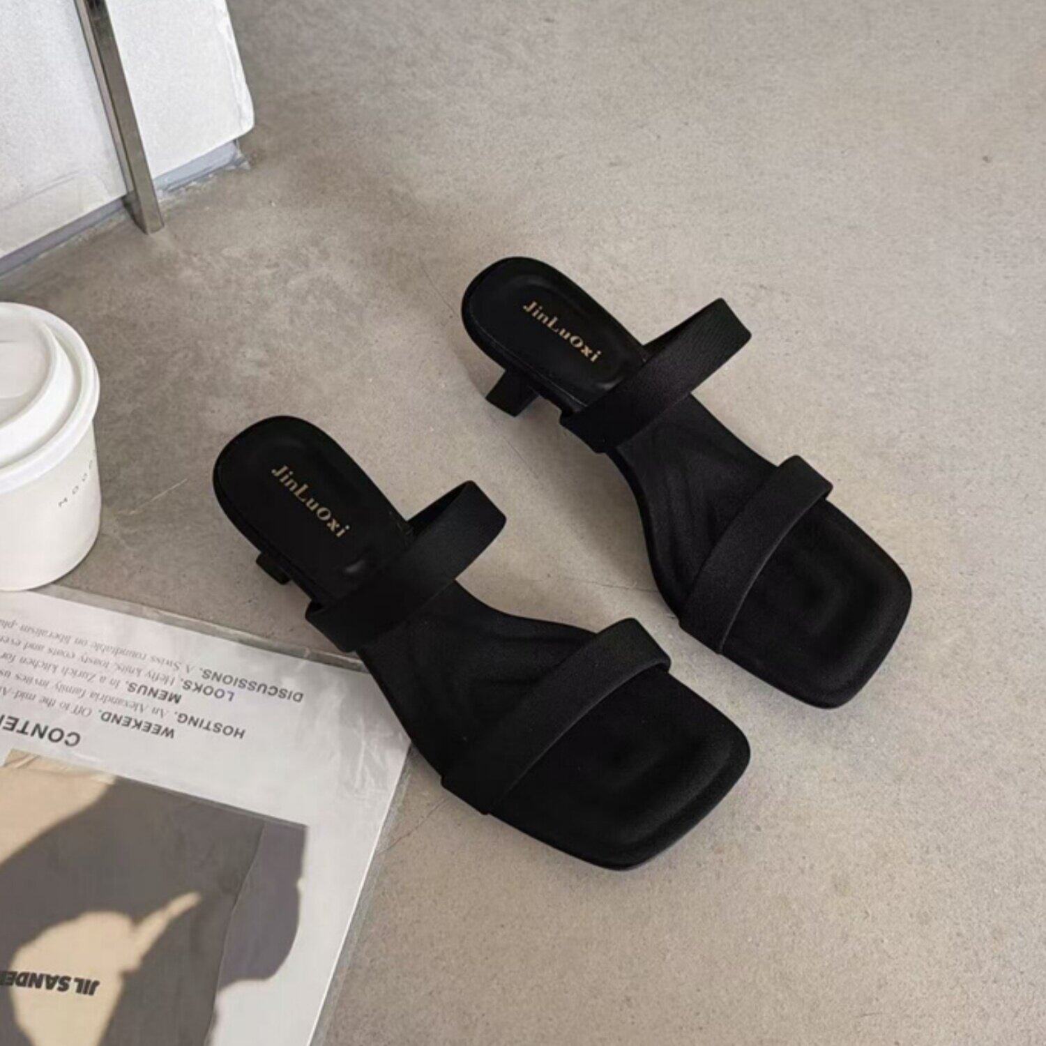 性感御姐风方头细跟气质高跟凉鞋2026夏季新款外穿便捷一脚蹬凉鞋