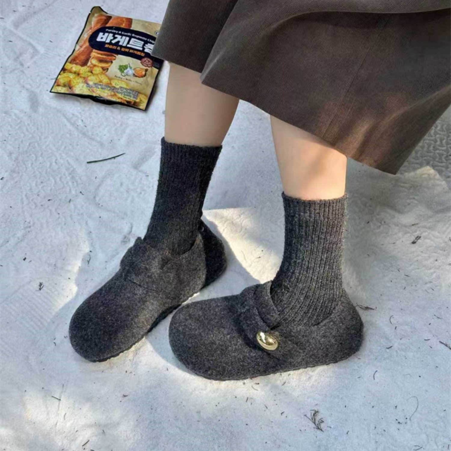 简约百搭复古绒面秋冬时尚勃肯鞋