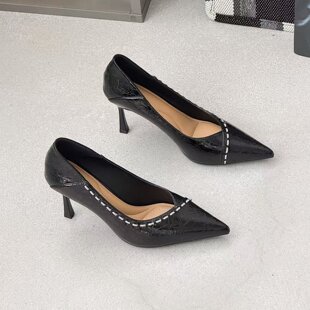 2026年法式高级感水钻尖头单鞋女春季新款细跟气质时髦洋气高跟鞋