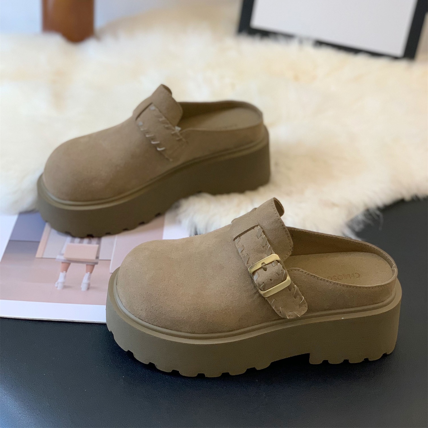 欧美风厚底增高磨砂超火百搭单鞋