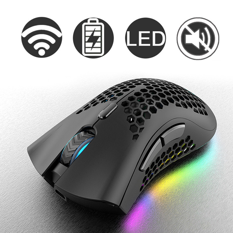 2.4G 무선 마우스 RGB 라이트 허니컴 게이밍 마우스 재충전