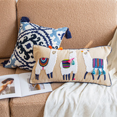 摩洛哥民族风客厅沙发抱枕套长方形腰枕套床头刺绣民宿装 饰靠背枕