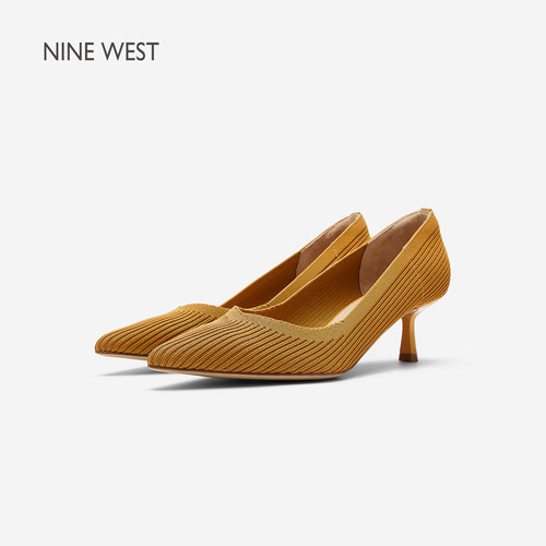 NineWest/玖熙尖头猫跟浅口单鞋