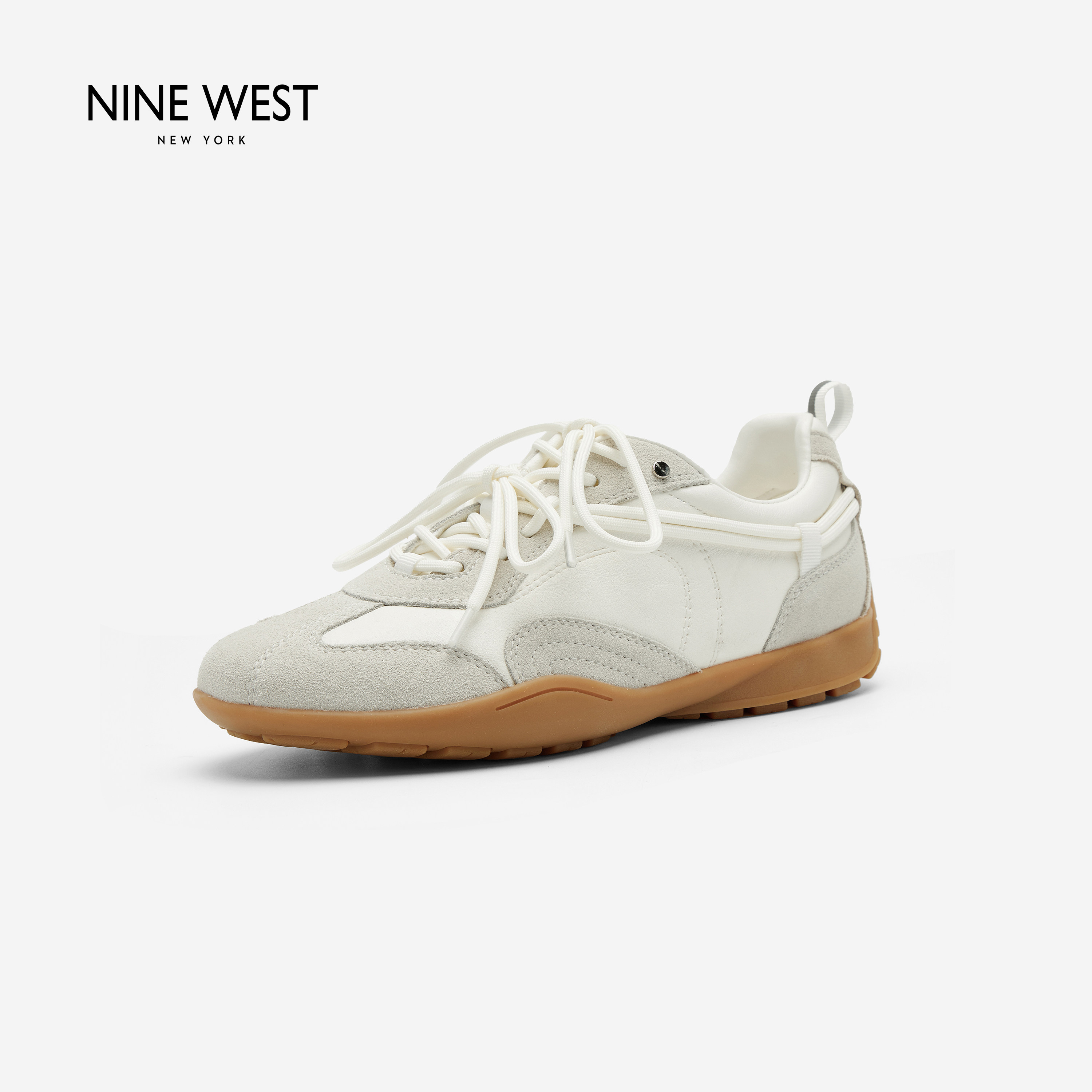 Nine West/玖熙新款2026德训鞋女复古通勤休闲运动鞋系带百搭板鞋