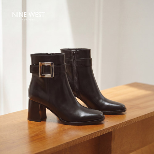 NineWest玖熙黑色酷飒短靴女