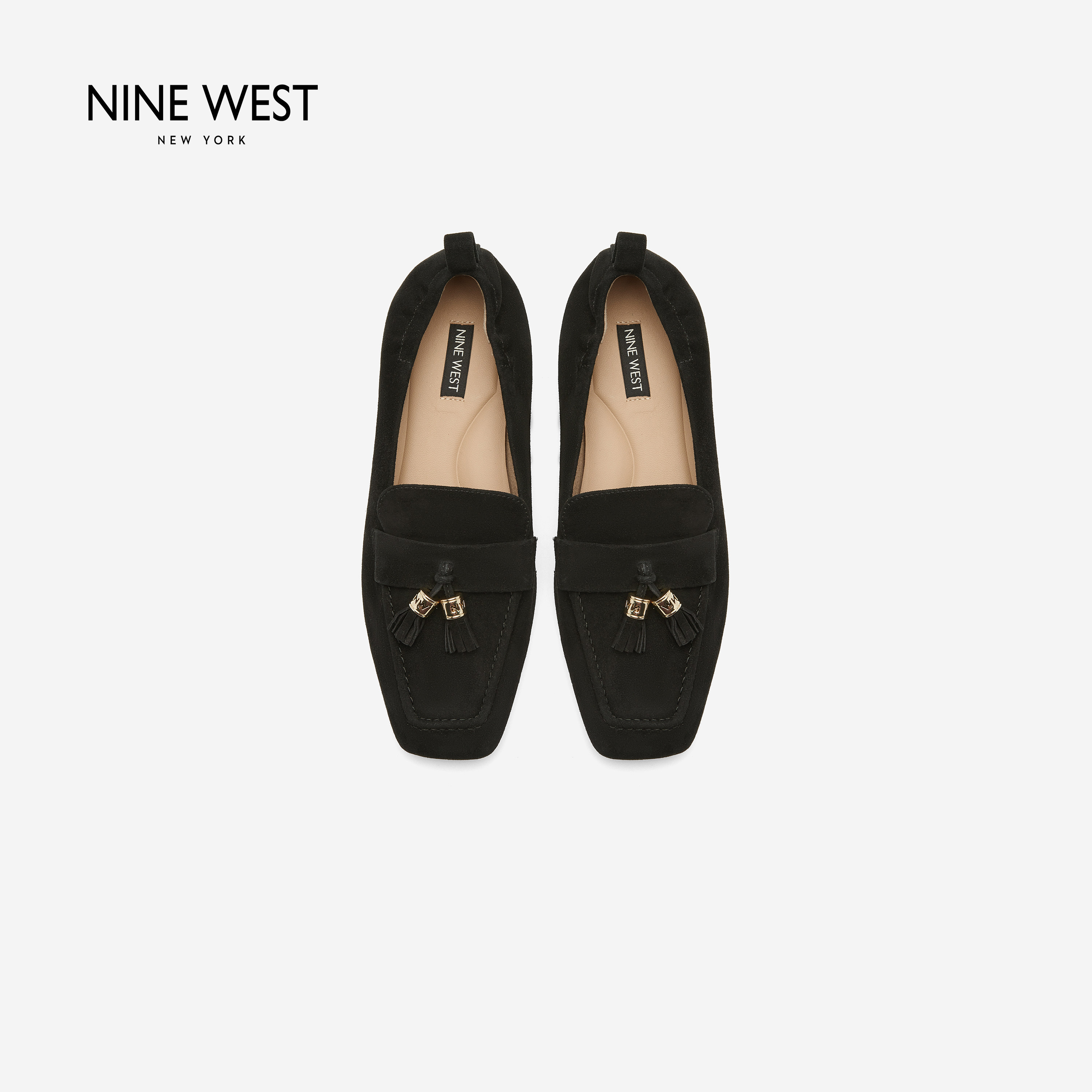 Nine West/玖熙平底乐福鞋女士2026秋季新款羊猄一脚蹬豆豆鞋流苏