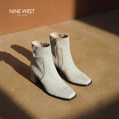 NineWest玖熙复古风麂皮短靴女