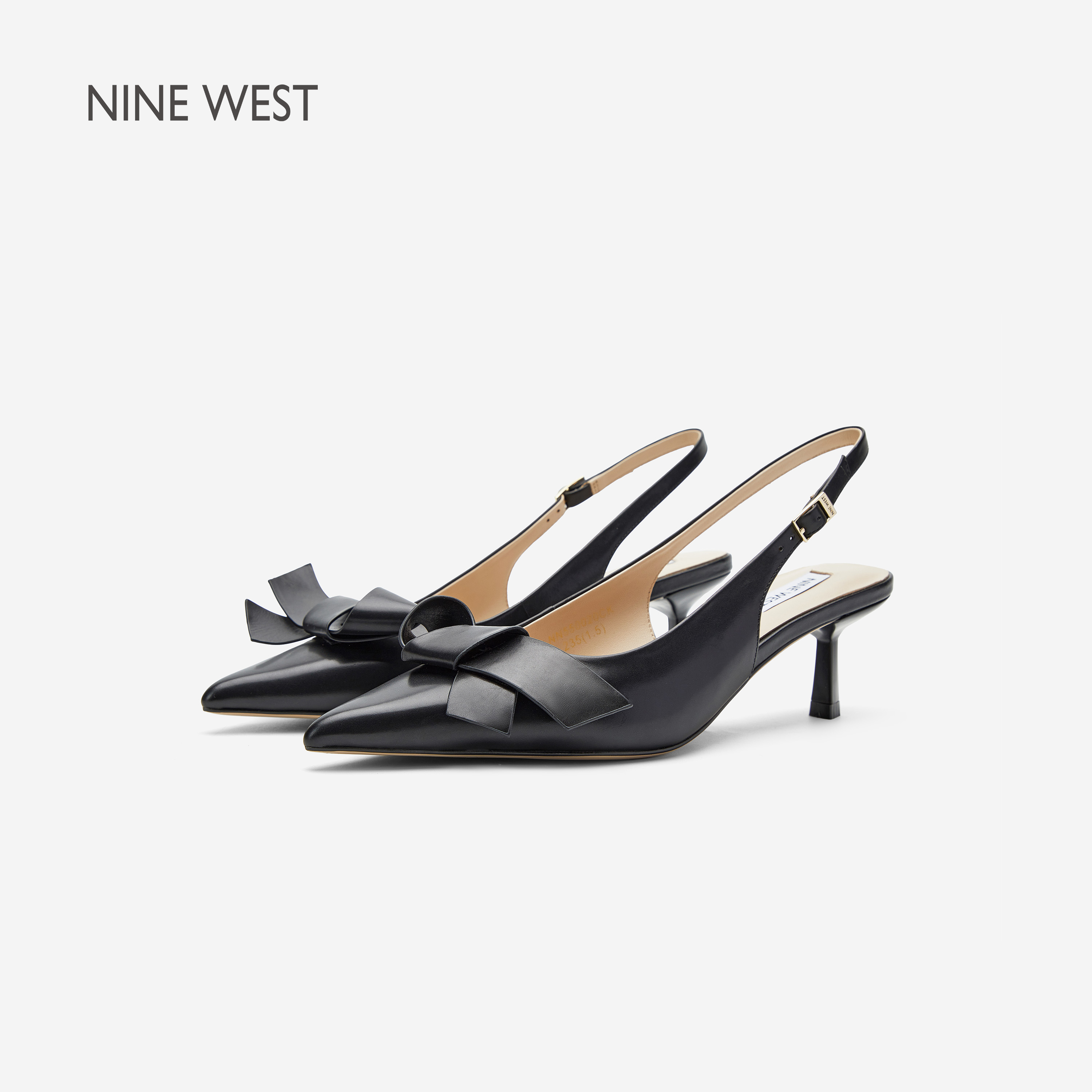 【商场同款】Nine West/玖熙包头凉鞋夏季气质尖头后空法式穆勒鞋