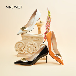 Nine West/玖熙流金之叶漆皮高跟鞋2024年春季新款浅口细跟单鞋女