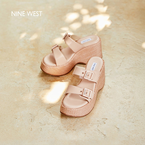 NineWest/玖熙厚底坡跟凉拖鞋