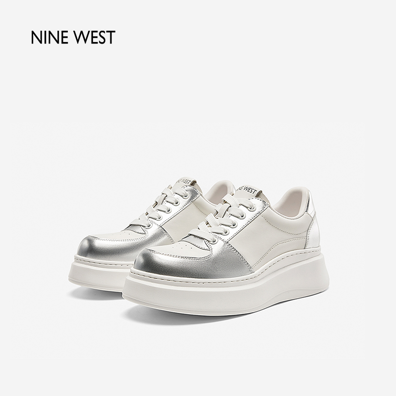 Nine West/玖熙板鞋女2025夏季新款厚底鞋增高小白鞋百搭运动休闲