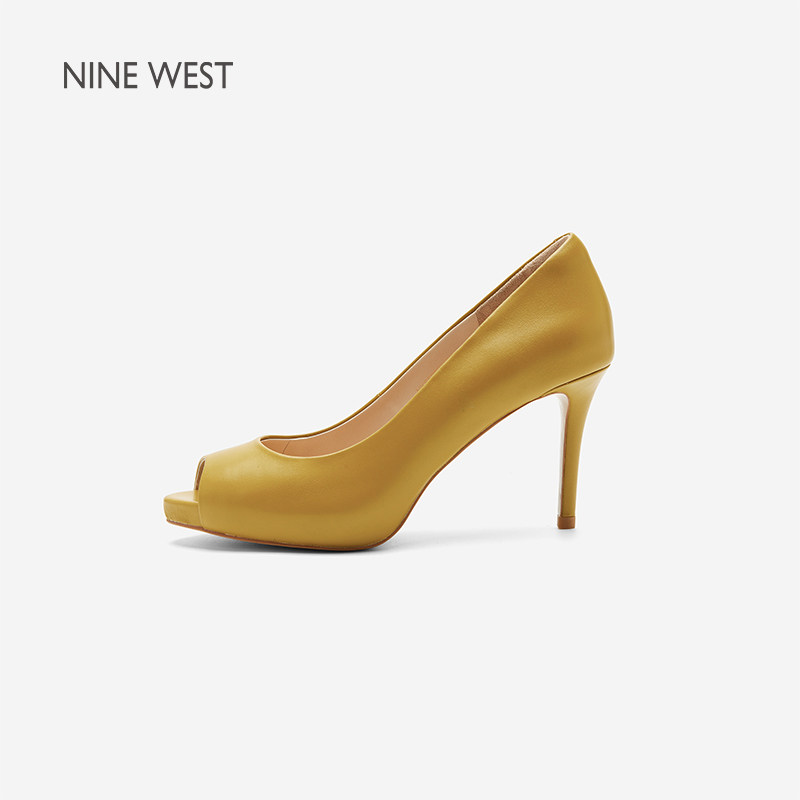 Nine West/玖熙经典高跟鞋女细跟时装凉鞋款露趾浅口轻熟单