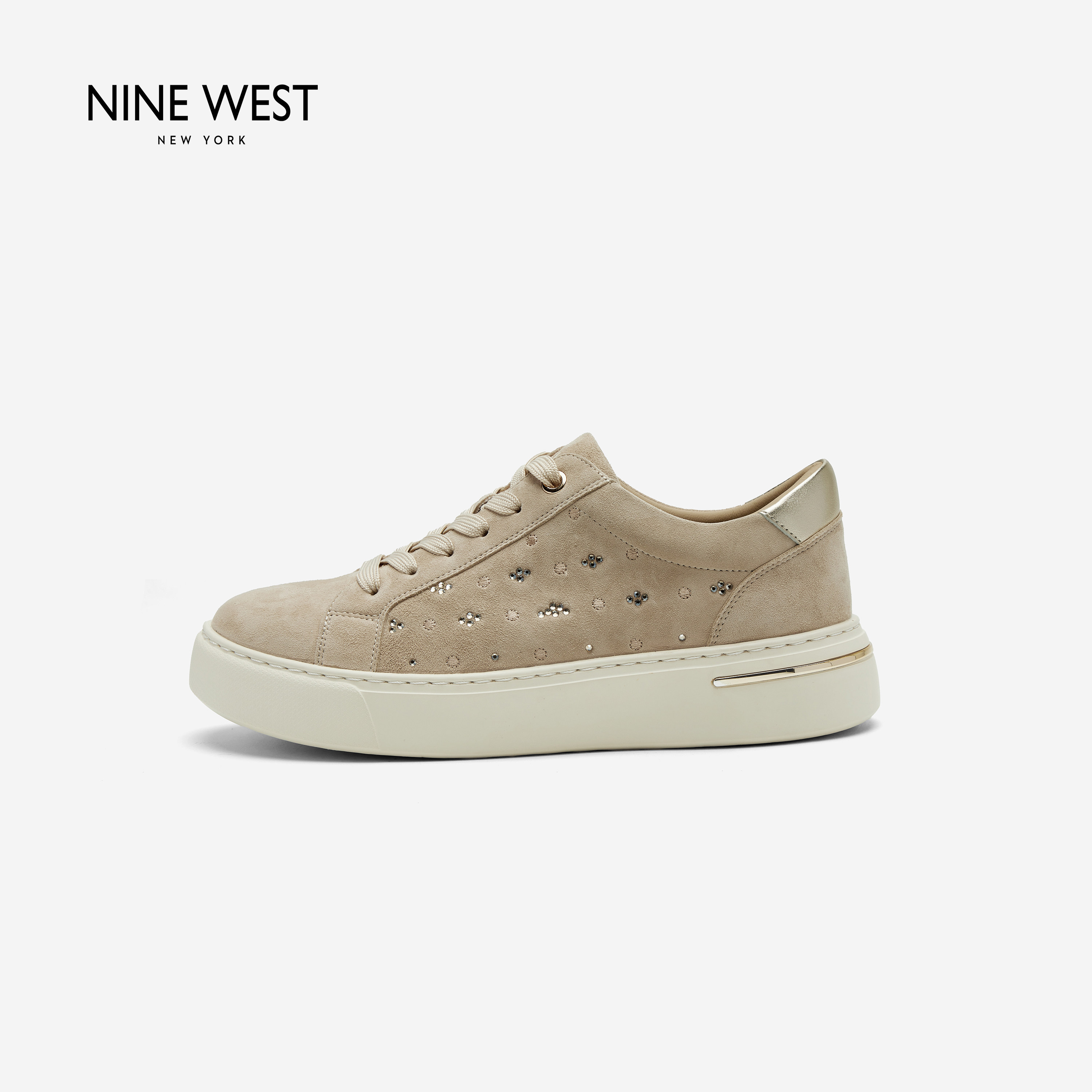 Nine West/玖熙新款2026秋冬通勤星星装饰板鞋女厚底百