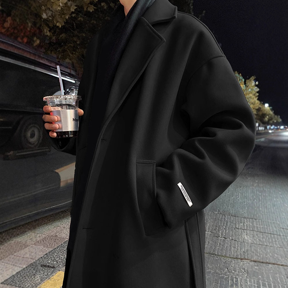 谢尔比中长款毛呢大衣男士秋冬英伦风痞帅呢子外套高级感过膝风衣