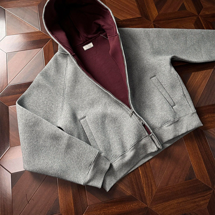 美式空气层短款连帽卫衣男春秋350g重磅boxy版型帝王红内开衫外套,男装,卫衣,淘宝优惠券,粉丝福利购,淘宝优惠卷