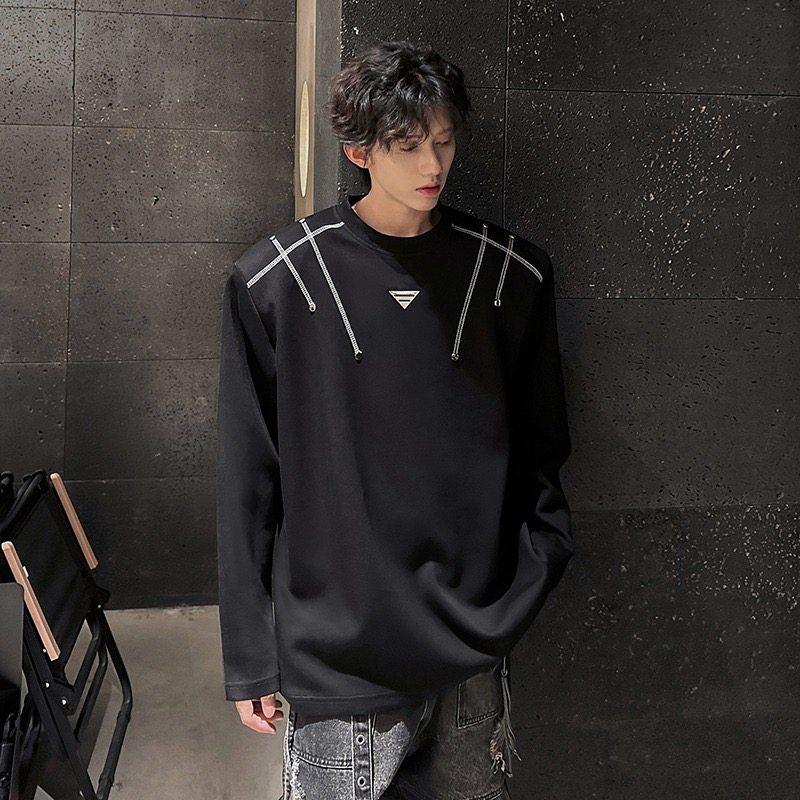 美式高街重磅垫肩卫衣男秋季新款高级感潮牌痞帅炸街穿搭长袖t恤
