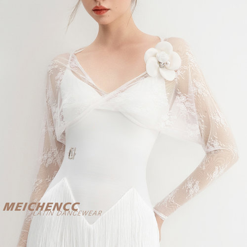 白色拉丁舞上衣成人黑色训练服