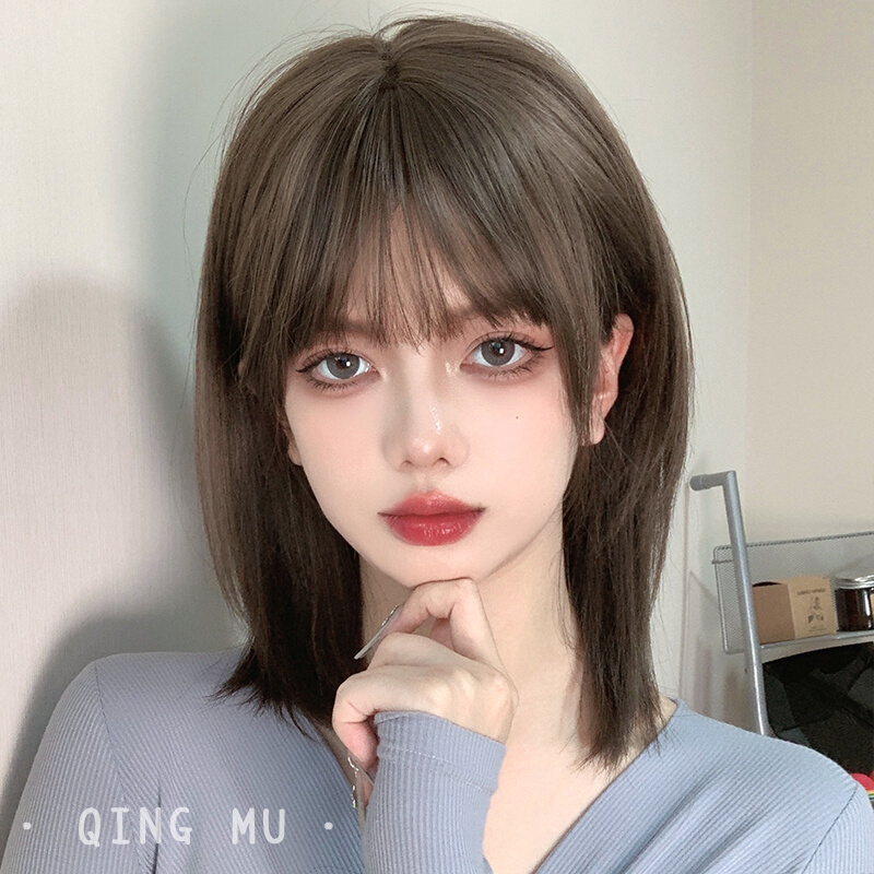 假发女中长发短发自然全头套式锁骨发2021年时尚新款日系狼尾