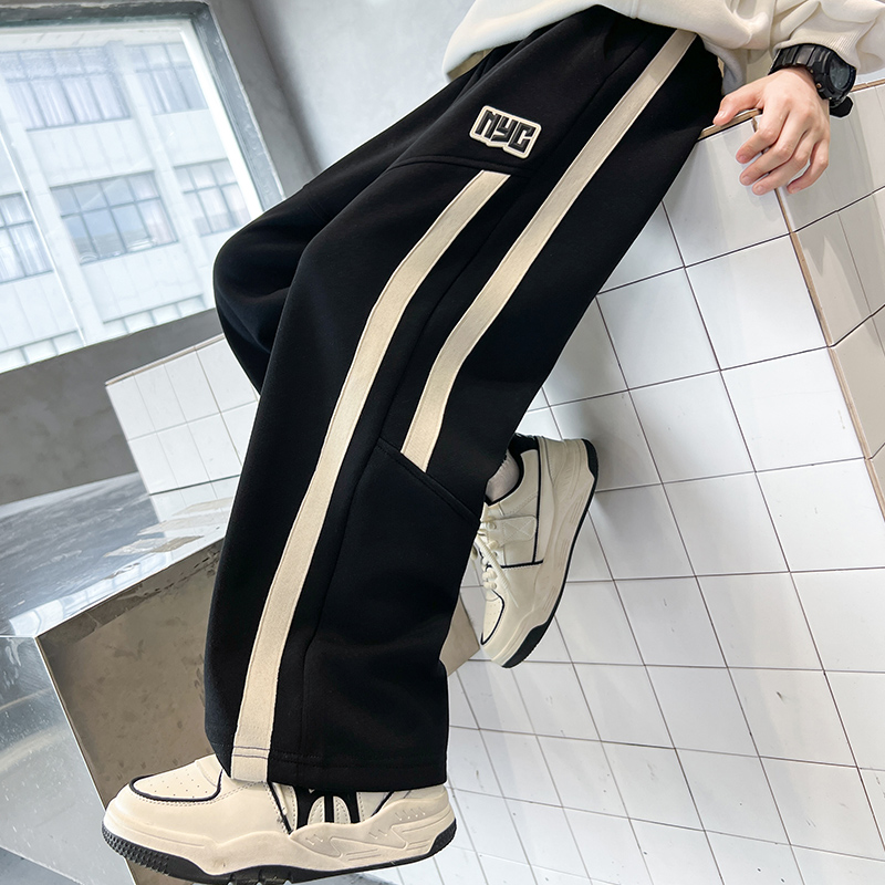 全棉纯棉男童裤子运动长裤秋冬款2025新款大儿童秋装秋季一体加绒