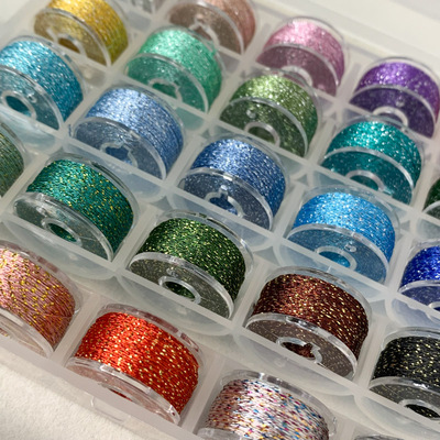 极细0.1mm戒指编织线绣花刺绣缠花线9/10/25色洒金洒银细线套装