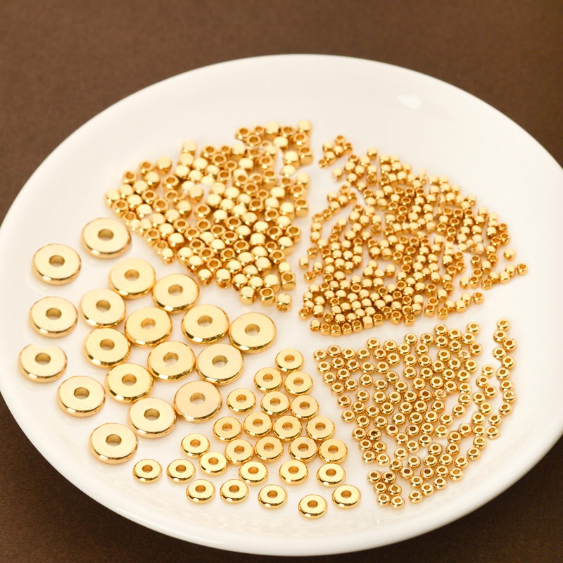 手串垫片散片方形隔珠手链车轮隔珠镀金饰品配 黄铜隔片30颗文玩