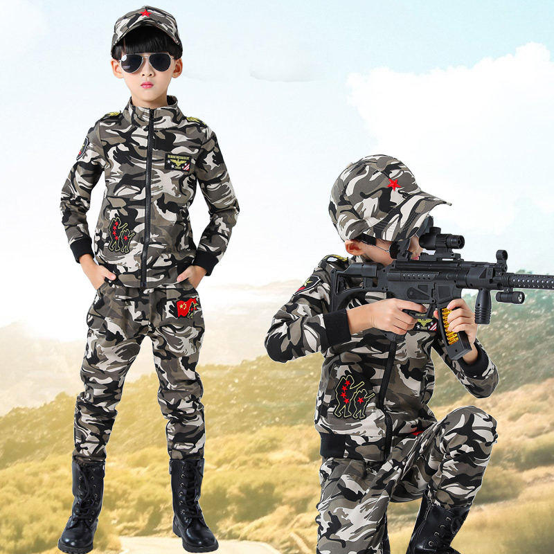 儿童军装迷彩服套装男童衣服特种兵秋冬装加绒加厚纯棉.童装春秋
