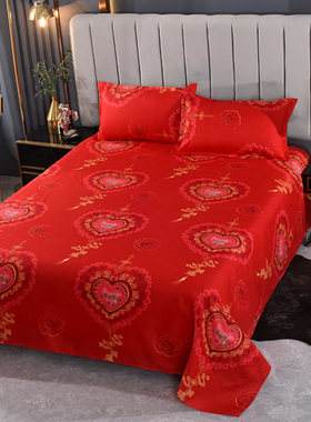 大红色床单单件1.2m1.5米单人床夏季亲肤磨毛2.3/2.5米双人被单子