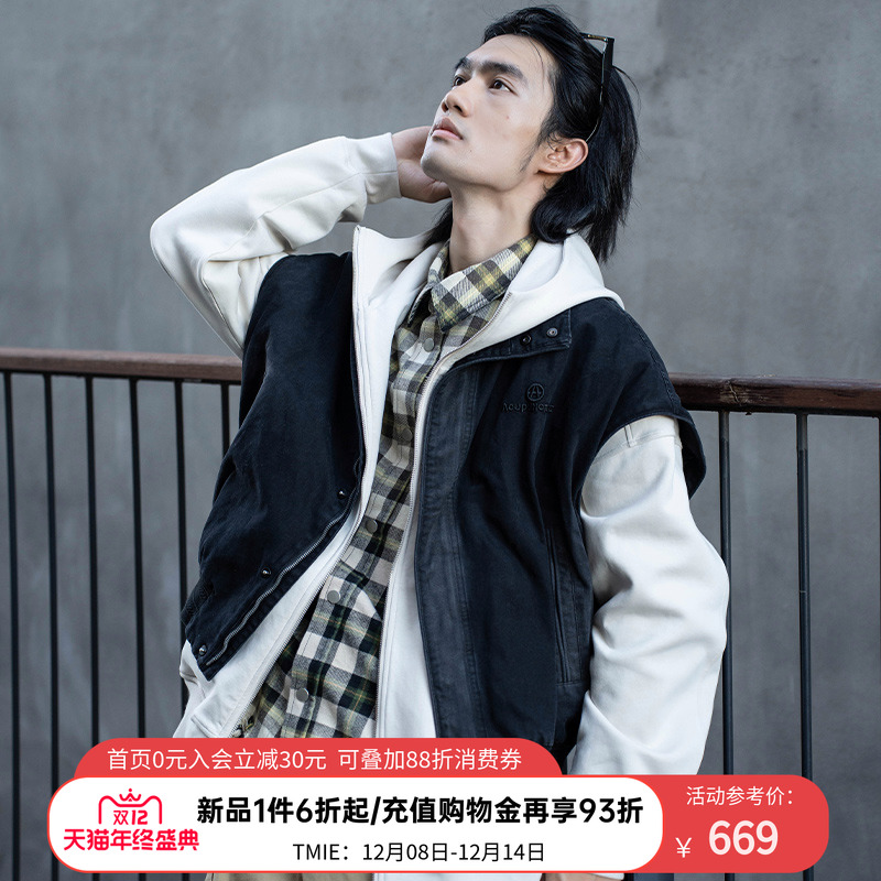 ACUPUNCTURE爱克佩特【宽松版】纯棉无袖休闲外套梭织马甲