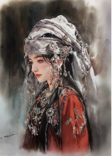 水彩画定制真人照片情侣画像定制油画定制手绘代画肖像人物水粉