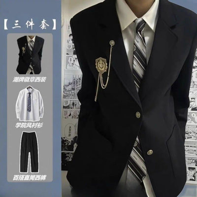 日系dk制服男生西装外套一套潮流