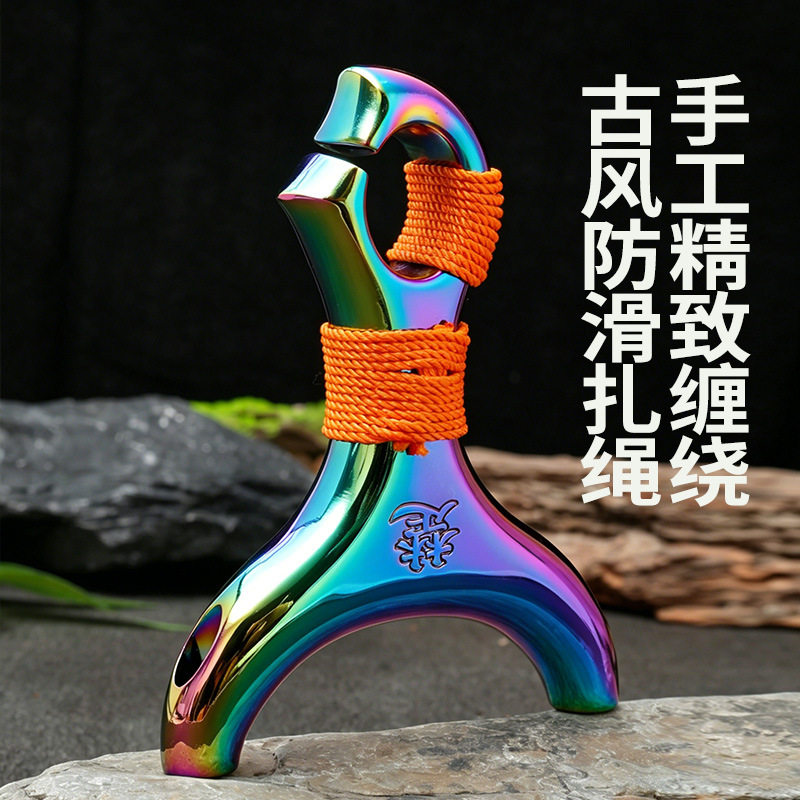 新款楚汉古风顶卡二代超硬拉不断钛彩合金单卡扁皮卡珠卡球弹弓架