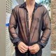 新款 潮Men 欧美男士 2024夏季 休闲透视上衣ins时尚 性感衬衫 Shirt