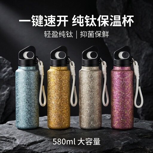 纯钛速开户外便携抑菌保温杯